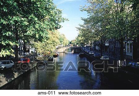 Tree Lined Canal and Bridge Amsterdam View Large Photo Image Stock Image - Tree Lined Canal and Bridge Amsterdam. Fotosearch