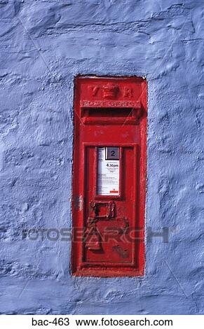 Victorian Red Post Box in Blue Wall View Large Photo Image Stock Image - Victorian Red Post Box in Blue Wall. Fotosearch
