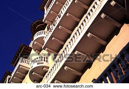 Picture - View from under Colonial Balcony Catagena Colombia. Fotosearch