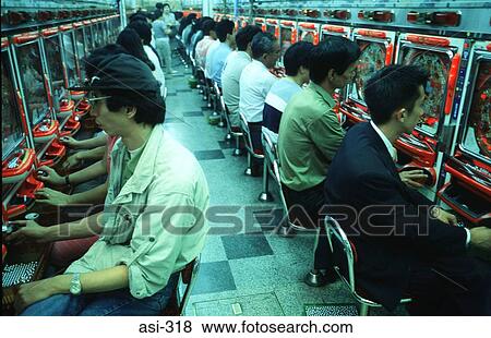 Stock Photo - View inside Pachinko Arcade Tokyo Japan Asia. Fotosearch