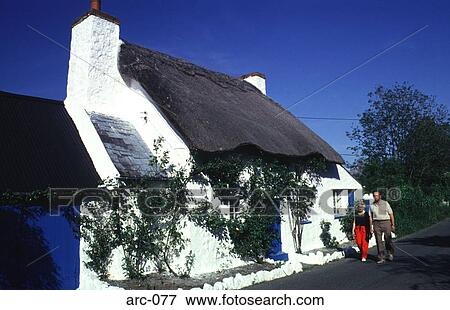 White Thatched Cottages UK View Large Photo Image Stock Photo - White Thatched Cottages UK. Fotosearch