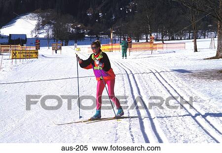Woman Cross Country Ski-ing Austria View Large Photo Image Stock Photography - Woman Cross Country Ski-ing Austria. Fotosearch