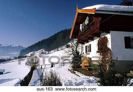 Wood Tyrolean House overlooking Valley Austria View Large Photo Image Stock Image - Wood Tyrolean House overlooking Valley Austria. Fotosearch