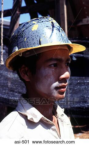 Worker Wearing Hard-hat Thailand Asia View Large Photo Image Stock Image - Worker Wearing Hard-hat Thailand Asia. Fotosearch