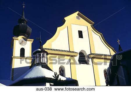 Yellow and White Church in Winter Austria View Large Photo Image Stock Photo - Yellow and White Church in Winter Austria. Fotosearch