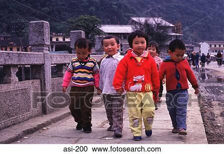 Young Children Group Walking Yangsho China View Large Photo Image Stock Image - Young Children Group Walking Yangsho China. Fotosearch