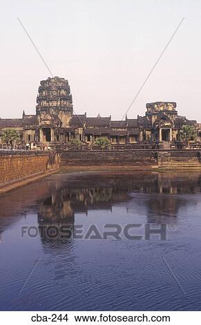Angkor Wat Reflected in Moat Cambodia View Large Photo Image Picture - Angkor Wat Reflected in Moat Cambodia. Fotosearch