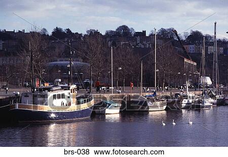 Boats Moored by Floating Harbour Bristol UK View Large Photo Image Stock Photo - Boats Moored by Floating Harbour Bristol UK. Fotosearch