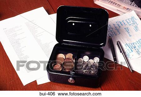 Cash Box and Pens on Desk View Large Photo Image Stock Photograph - Cash Box and Pens on Desk. Fotosearch