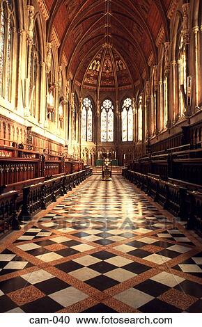 Stock Image - Chapel Interior St Johns College Cambridge UK. Fotosearch