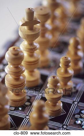 Stock Photo - Chess Pieces Lined Up before Game. Fotosearch