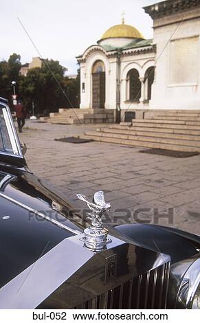 Stock Image - Classic Car outside Aleksander Nevski Church Sofia Bulgaria. Fotosearch