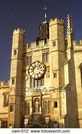 Stock Image - Clock Tower Trinity College Cambridge UK. Fotosearch
