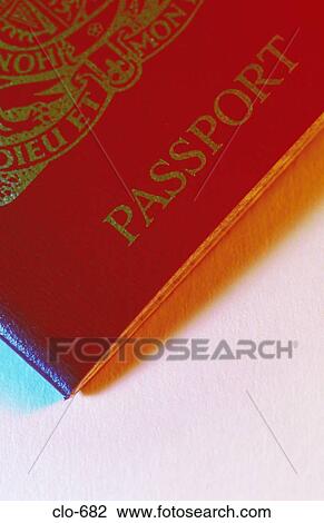 Stock Image - Close Up of Crest and Word 'Passport' on Passport. Fotosearch