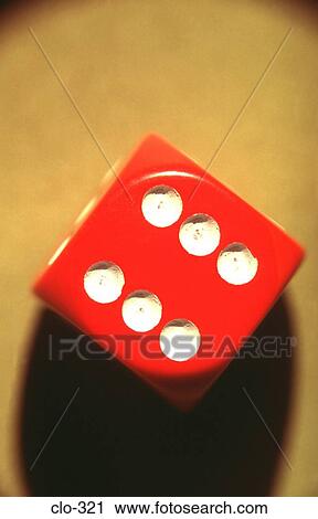 Stock Image - Close Up of Six on Red Dice. Fotosearch
