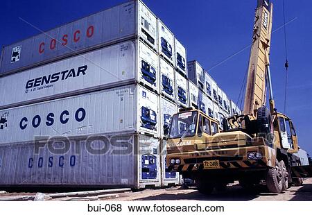 Containers and Crane in Depot Thailand View Large Photo Image Stock Photo - Containers and Crane in Depot Thailand. Fotosearch