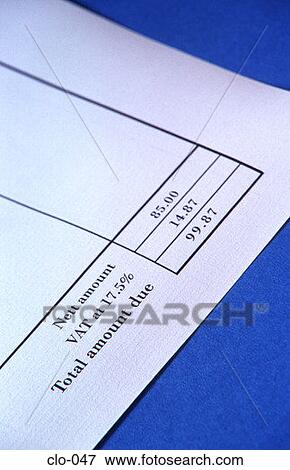 Corner of Invoice against a Blue Background View Large Photo Image Stock Photo - Corner of Invoice against a Blue Background. Fotosearch