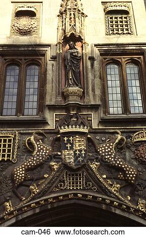 Stock Photograph - Crest Above Christs College Gate Cambridge UK. Fotosearch