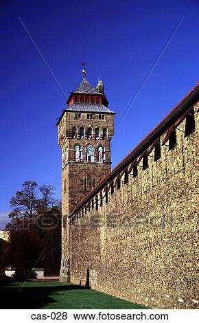 Curtain Wall Cardiff Castle Wales UK View Large Photo Image Stock Photo - Curtain Wall Cardiff Castle Wales UK. Fotosearch