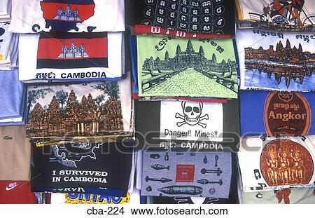 Picture - Display of T Shirts Phnom Penh Cambodia. Fotosearch