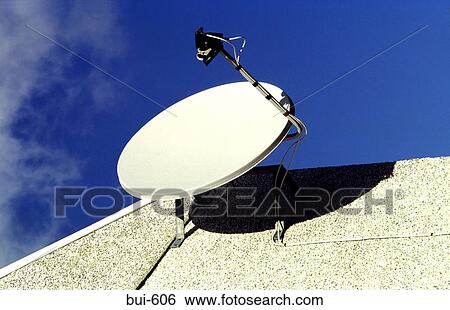 Domestic Satellite Dish Against a Blue Sky View Large Photo Image Stock Photograph - Domestic Satellite Dish Against a Blue Sky. Fotosearch