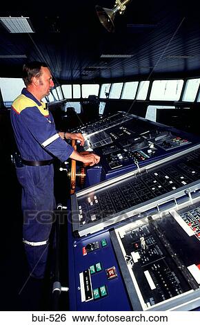Stock Photograph - Engineer on Bridge of English Channel Ferry. Fotosearch
