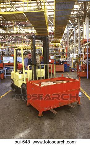 Fork Lift Truck in Factory Wales UK View Large Photo Image Stock Photo - Fork Lift Truck in Factory Wales UK. Fotosearch
