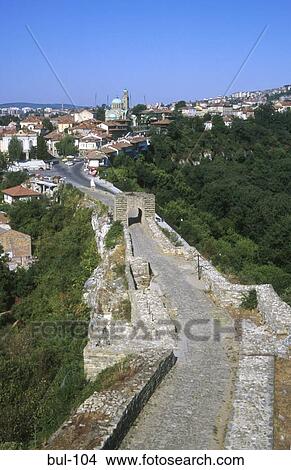 Picture - Fortified Road Leading to Tsarevets Citadel Veliko Tarnovo Bulgaria. Fotosearch