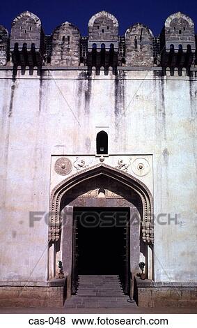 Gate and Crenelated Wall Hyperabad India View Large Photo Image Stock Photo - Gate and Crenelated Wall Hyperabad India. Fotosearch
