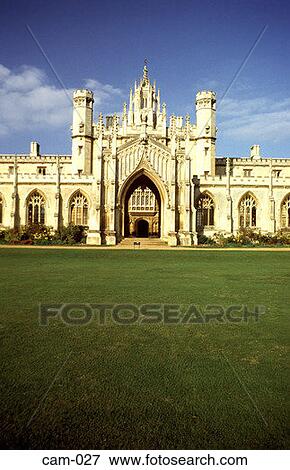 Stock Photo - Gatehouse of New Court St Johns College Cambridge UK. Fotosearch