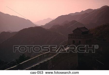 Great Wall of China and Misty Hills at Sunset View Large Photo Image Stock Image - Great Wall of China and Misty Hills at Sunset. Fotosearch