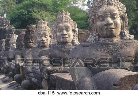 Line of Demon Statues South Gate Angkor Thom Cambodia View Large Photo Image Stock Photography - Line of Demon Statues South Gate Angkor Thom Cambodia. Fotosearch