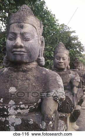 Line of God Statues South Gate Angkor Thom Cambodia View Large Photo Image Stock Photograph - Line of God Statues South Gate Angkor Thom Cambodia. Fotosearch