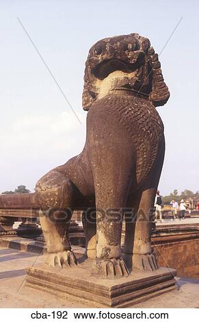 Stock Image - Lion Statue Angkor Wat Cambodia. Fotosearch
