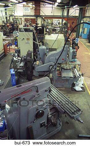 Stock Image - Milling Machines on Factory Floor. Fotosearch