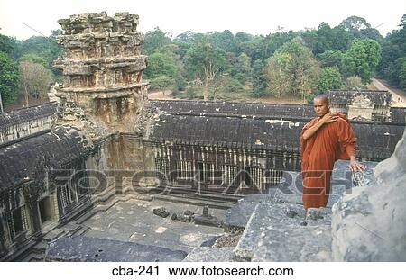 Stock Image - Monk Angkor Wat Siem Reap Cambodia. Fotosearch
