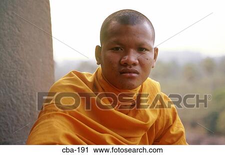 Monk in Saffron Robes at Angkor Wat Cambodia View Large Photo Image Stock Image - Monk in Saffron Robes at Angkor Wat Cambodia. Fotosearch