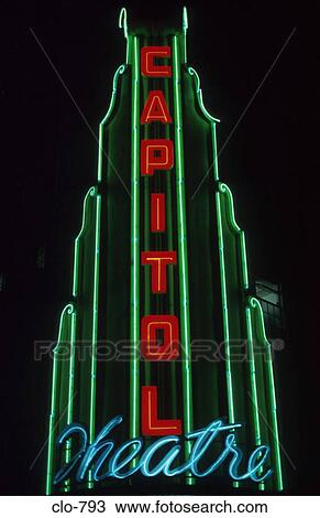 Neon Theatre Sign USA View Large Photo Image Stock Image - Neon Theatre Sign USA. Fotosearch