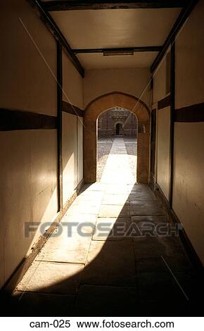 Stock Photography - Oak Beamed Corridor Cambridge UK. Fotosearch