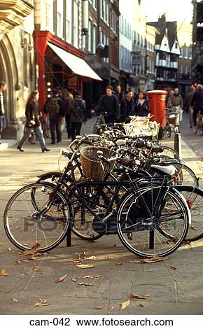 Parked Bicycles on a Cambridge Street UK View Large Photo Image Stock Image - Parked Bicycles on a Cambridge Street UK. Fotosearch