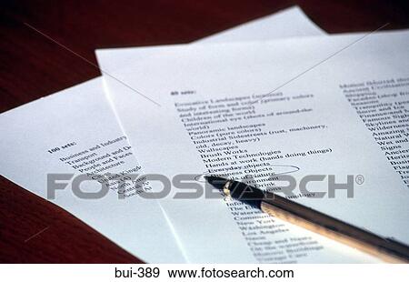 Pen Lying on Lists View Large Photo Image Stock Photo - Pen Lying on Lists. Fotosearch