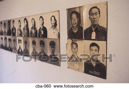 Stock Image - Portriats of Executed Prisoners Tuol Seng Museum Phnom Penh Cambodia. Fotosearch