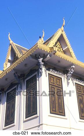 Stock Image - Roof Detail of the Royal Palace Phnom Penh Cambodia. Fotosearch