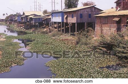 Row of Houses on Stilts Cambodia View Large Photo Image Stock Photo - Row of Houses on Stilts Cambodia. Fotosearch