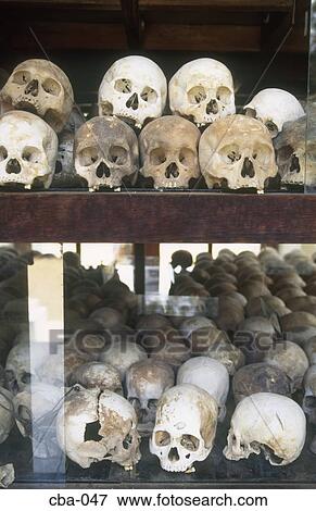 Skulls in the Memorial Stupa Choeng Ek Cambodia View Large Photo Image Stock Photo - Skulls in the Memorial Stupa Choeng Ek Cambodia. Fotosearch