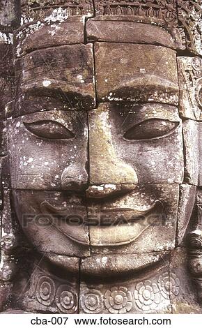 Smiling Carved Face on Temple Monument Angkor Thom Cambodia View Large Photo Image Stock Photo - Smiling Carved Face on Temple Monument Angkor Thom Cambodia. Fotosearch