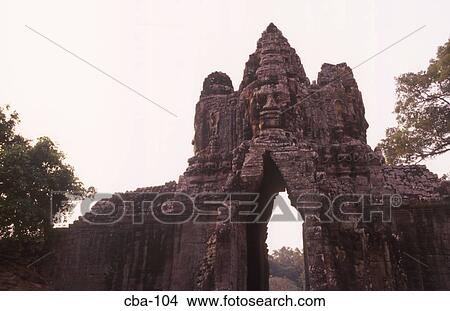 Picture - South Gate Angkor Thom Cambodia. Fotosearch