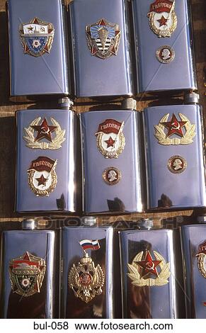 Soviet Hip Flasks Sofia Bulgaria View Large Photo Image Stock Photo - Soviet Hip Flasks Sofia Bulgaria. Fotosearch