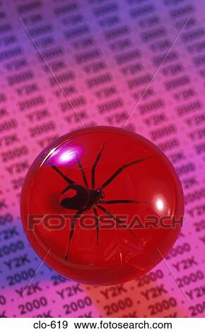 Spider in Red Ball on Millennium Background View Large Photo Image Stock Photo - Spider in Red Ball on Millennium Background. Fotosearch