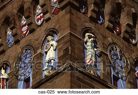 Statues and Arms Clock Tower Cardiff Castle Wales UK View Large Photo Image Stock Photography - Statues and Arms Clock Tower Cardiff Castle Wales UK. Fotosearch